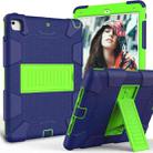 Shockproof Two-color Silicone Protection Shell for iPad 9.7(2018) & 9.7(2017) & Air 2, with Holder(Navy Blue+Yellow-green) - 2