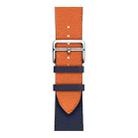 Two Color Single Loop Leather Wrist Strap Watch Band for Apple Watch Series 3 & 2 & 1 42mm, Color:Orange+Bright Blue - 4