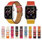 Two Color Single Loop Leather Wrist Strap Watch Band for Apple Watch Series 3 & 2 & 1 42mm, Color:Orange+Bright Blue - 5