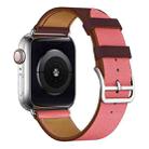 Two Color Single Loop Leather Wrist Strap Watch Band for Apple Watch Series 3 & 2 & 1 38mm, Color:Pink+Wine Red - 3