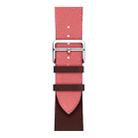 Two Color Single Loop Leather Wrist Strap Watch Band for Apple Watch Series 3 & 2 & 1 38mm, Color:Pink+Wine Red - 4