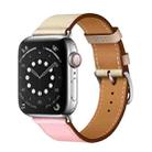 Two Color Single Loop Leather Wrist Strap Watch Band for Apple Watch Series 3 & 2 & 1 42mm, Color:Cherry Pink+Pink White+Ceramic Clay - 1