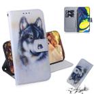 Painting Pattern Coloured Drawing Horizontal Flip Leather Case with Holder & Card Slots & Wallet for Galaxy M40 / A60(White Wolf) - 1