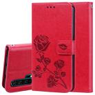 Rose Embossed Horizontal Flip PU Leather Case with Holder & Card Slots & Wallet for Huawei Honor 20 Pro(Red) - 1