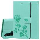 Rose Embossed Horizontal Flip PU Leather Case with Holder & Card Slots & Wallet for Huawei Honor 20 Pro(Green) - 1