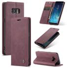 CaseMe-013 Multifunctional Retro Frosted Horizontal Flip Leather Case with Card Slot & Holder & Wallet for Galaxy S8(Wine Red) - 1