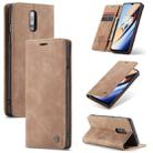 CaseMe-013 Multifunctional Horizontal Flip Leather Case with Card Slot & Holder for OnePlus 7(Brown) - 1