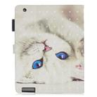 3D Horizontal Flip Leather Case with Holder & Card Slots For New iPad (iPad 3)(White Cat) - 3