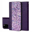 Crocodile Texture Glitter Powder Horizontal Flip Leather Case with Card Slots & Holder for iPhone 11(Purple) - 1