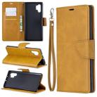 Retro Lambskin Texture Pure Color Horizontal Flip PU Leather Case with Holder & Card Slots & Wallet & Lanyard for Galaxy Note10+(Yellow) - 1