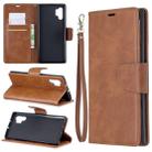 Retro Lambskin Texture Pure Color Horizontal Flip PU Leather Case with Holder & Card Slots & Wallet & Lanyard for Galaxy Note10+(Brown) - 1
