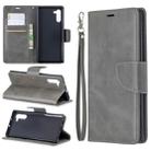 Retro Lambskin Texture Pure Color Horizontal Flip PU Leather Case with Holder & Card Slots & Wallet & Lanyard for Galaxy Note10(Grey) - 1