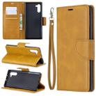 Retro Lambskin Texture Pure Color Horizontal Flip PU Leather Case with Holder & Card Slots & Wallet & Lanyard for Galaxy Note10(Yellow) - 1