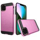 Brushed Texture Shockproof Rugged Armor Protective Case for iPhone 11 Pro Max(Pink) - 1