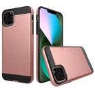Brushed Texture Shockproof Rugged Armor Protective Case for iPhone 11 Pro Max(Rose Gold) - 1