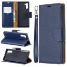 Litchi Texture Pure Color Horizontal Flip PU Leather Case with Holder & Card Slots & Wallet & Lanyard for Galaxy Note10(Dark Blue) - 1