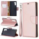 Litchi Texture Pure Color Horizontal Flip PU Leather Case with Holder & Card Slots & Wallet & Lanyard for Galaxy Note10(Rose Gold) - 1