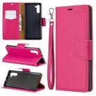 Litchi Texture Pure Color Horizontal Flip PU Leather Case with Holder & Card Slots & Wallet & Lanyard for Galaxy Note10(Rose Red) - 1