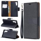 Litchi Texture Pure Color Horizontal Flip PU Leather Case with Holder & Card Slots & Wallet & Lanyard for Galaxy Note10(Black) - 1