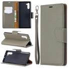 Litchi Texture Pure Color Horizontal Flip PU Leather Case with Holder & Card Slots & Wallet & Lanyard for Galaxy Note10(Grey) - 1