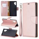 Litchi Texture Pure Color Horizontal Flip PU Leather Case with Holder & Card Slots & Wallet & Lanyard for Galaxy Note10+(Rose Gold) - 1