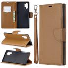Litchi Texture Pure Color Horizontal Flip PU Leather Case with Holder & Card Slots & Wallet & Lanyard for Galaxy Note10+(Brown) - 1