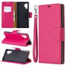 Litchi Texture Pure Color Horizontal Flip PU Leather Case with Holder & Card Slots & Wallet & Lanyard for Galaxy Note10+(Rose Red) - 1