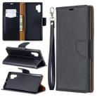 Litchi Texture Pure Color Horizontal Flip PU Leather Case with Holder & Card Slots & Wallet & Lanyard for Galaxy Note10+(Black) - 1