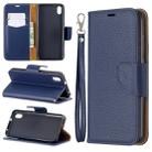 Litchi Texture Pure Color Horizontal Flip PU Leather Case with Holder & Card Slots & Wallet & Lanyard for Xiaomi Redmi 7A(Dark Blue) - 1