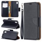 Litchi Texture Pure Color Horizontal Flip PU Leather Case with Holder & Card Slots & Wallet & Lanyard for Xiaomi Redmi 7A(Black) - 1