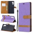 Color Matching Denim Texture Horizontal Flip Leather Case with Holder & Card Slots & Wallet & Lanyard for Galaxy Note10(Purple) - 1