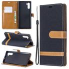 Color Matching Denim Texture Horizontal Flip Leather Case with Holder & Card Slots & Wallet & Lanyard for Galaxy Note10(Black) - 1