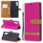 Color Matching Denim Texture Horizontal Flip Leather Case with Holder & Card Slots & Wallet & Lanyard for Galaxy Note10(Rose Red) - 1