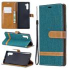 Color Matching Denim Texture Horizontal Flip Leather Case with Holder & Card Slots & Wallet & Lanyard for Galaxy Note10(Green) - 1