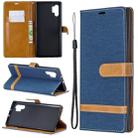 Color Matching Denim Texture Horizontal Flip Leather Case with Holder & Card Slots & Wallet & Lanyard for Galaxy Note10+(Dark Blue) - 1