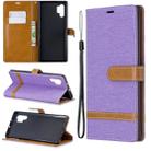 Color Matching Denim Texture Horizontal Flip Leather Case with Holder & Card Slots & Wallet & Lanyard for Galaxy Note10+(Purple) - 1