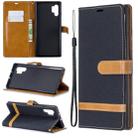 Color Matching Denim Texture Horizontal Flip Leather Case with Holder & Card Slots & Wallet & Lanyard for Galaxy Note10+(Black) - 1