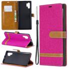 Color Matching Denim Texture Horizontal Flip Leather Case with Holder & Card Slots & Wallet & Lanyard for Galaxy Note10+(Rose Red) - 1