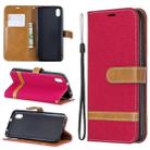 Color Matching Denim Texture Horizontal Flip Leather Case with Holder & Card Slots & Wallet & Lanyard for Xiaomi Redmi 7A(Red) - 1