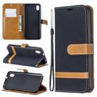 Color Matching Denim Texture Horizontal Flip Leather Case with Holder & Card Slots & Wallet & Lanyard for Xiaomi Redmi 7A(Black) - 1