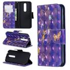 3D Colored Drawing Horizontal Flip Leather Case with Holder & Card Slots & Wallet For Nokia 4.2(Purple Butterfly) - 1