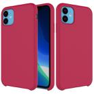 For iPhone 11 Solid Color Liquid Silicone Shockproof Case (Rose Red) - 1