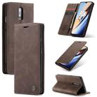 CaseMe-013 Multi-functional Retro Frosted Horizontal Flip Leather Case with Card Slot & Holder & Wallet For OnePlus 7(Coffee) - 1