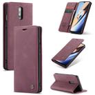 CaseMe-013 Multi-functional Retro Frosted Horizontal Flip Leather Case with Card Slot & Holder & Wallet For OnePlus 7(Wine Red) - 1