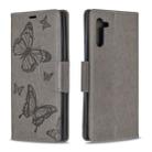 Two Butterflies Embossing Pattern Horizontal Flip Leather Case with Holder & Card Slot & Wallet & Lanyard for Galaxy Note10(Grey) - 1