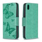 Two Butterflies Embossing Pattern Horizontal Flip Leather Case with Holder & Card Slot & Wallet & Lanyard for Xiaomi Redmi 7A(Green) - 1