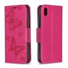 Two Butterflies Embossing Pattern Horizontal Flip Leather Case with Holder & Card Slot & Wallet & Lanyard for Xiaomi Redmi 7A(Rose Red) - 1