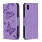 Two Butterflies Embossing Pattern Horizontal Flip Leather Case with Holder & Card Slot & Wallet & Lanyard for Xiaomi Redmi 7A(Purple) - 1