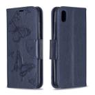 Two Butterflies Embossing Pattern Horizontal Flip Leather Case with Holder & Card Slot & Wallet & Lanyard for Xiaomi Redmi 7A(Dark Blue) - 1