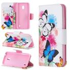 Colored Drawing Pattern Horizontal Flip Leather Case with Holder & Card Slots & Wallet For Nokia 2.2(Two Butterflies) - 1